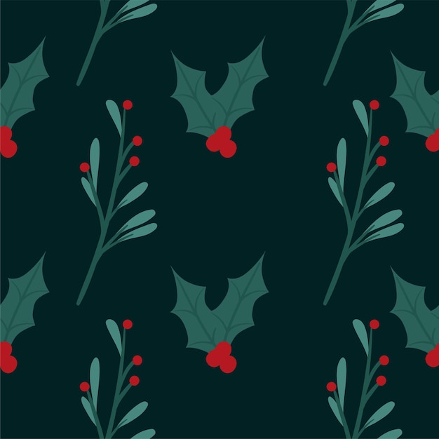 Patrón sin costuras de muérdago. Patrón botánico de Navidad. Fondo transparente de invierno floral. Navidad