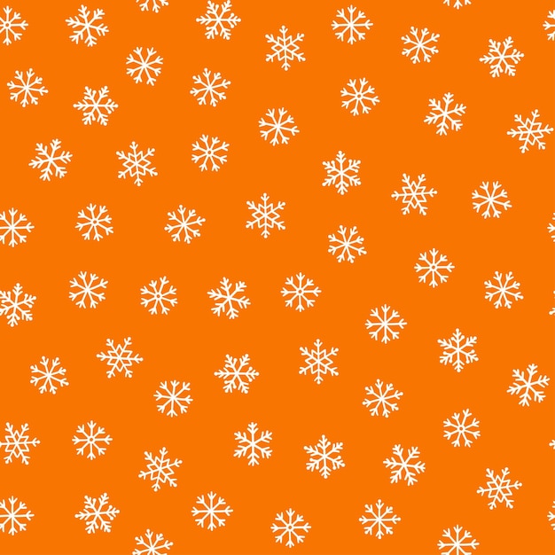 Patrón sin costuras naranja con copos de nieve blancos