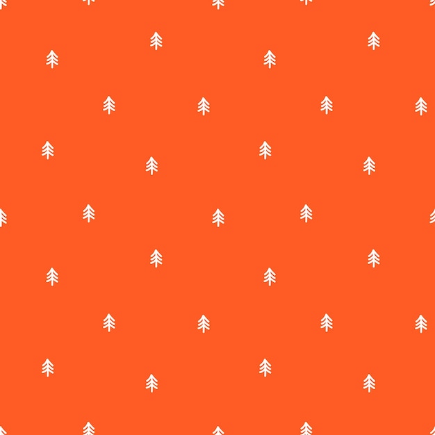 Patrón sin costuras naranja con pequeños árboles blancos