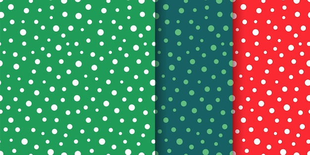 Patrón sin costuras de Navidad con círculos Xmas fondo rojo verde impresión de año nuevo con nieve