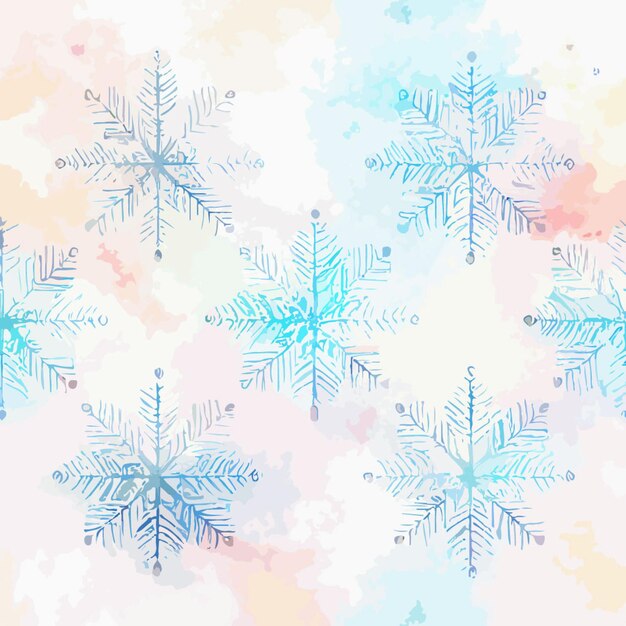 Vector patrón sin costuras navidad copo de nieve patrón de fondo de acuarela colección de invierno