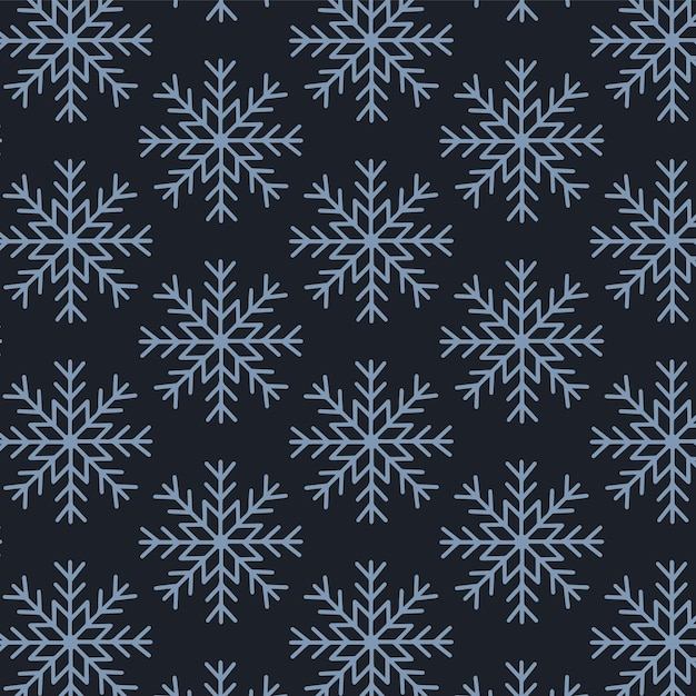 Patrón sin costuras de Navidad con copos de nieve aislados en fondo oscuro papel tapiz de feliz año nuevo