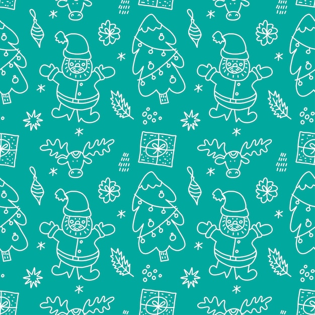 Patrón sin costuras de Navidad en estilo doodle