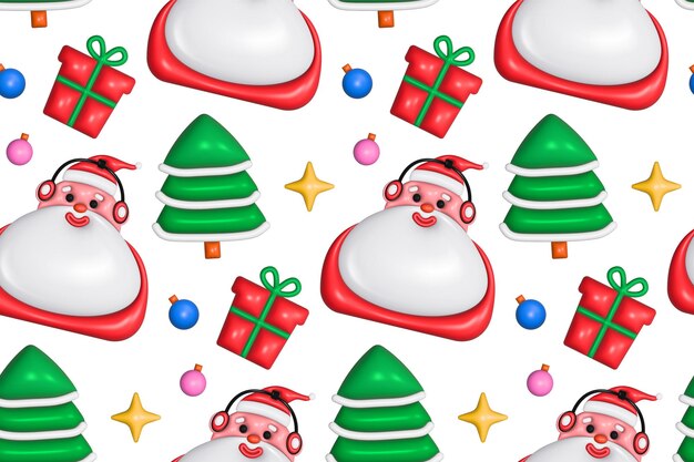 Patrón sin costuras de Navidad con juguetes 3D inflados en estilo y2k