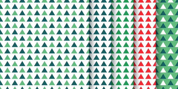 Patrón sin costuras de Navidad con triángulos Fondo verde rojo Papel de envoltura de textura de Año Nuevo