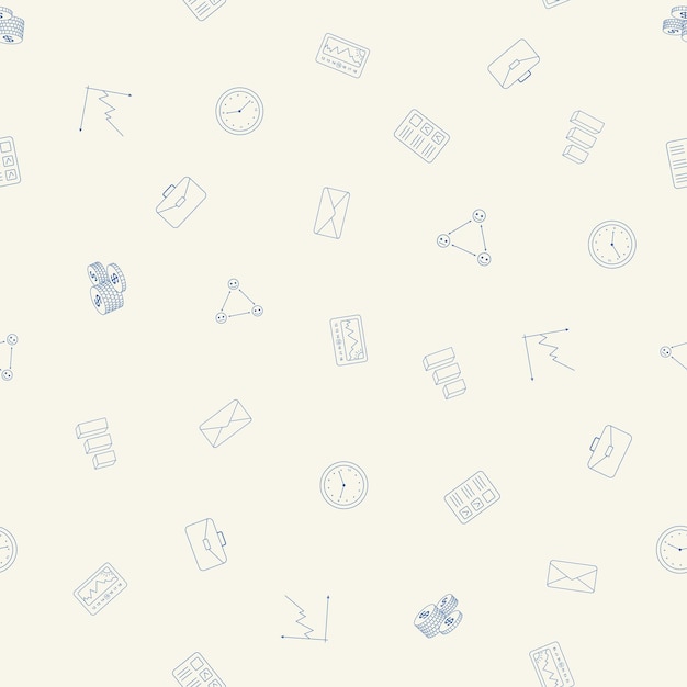 Patrón sin costuras de negocios Fondo vectorial con iconos de líneas finas para el fondo de presentación