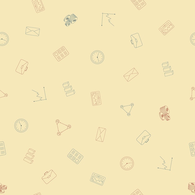 Patrón sin costuras de negocios Fondo vectorial con iconos de líneas finas para el fondo de presentación
