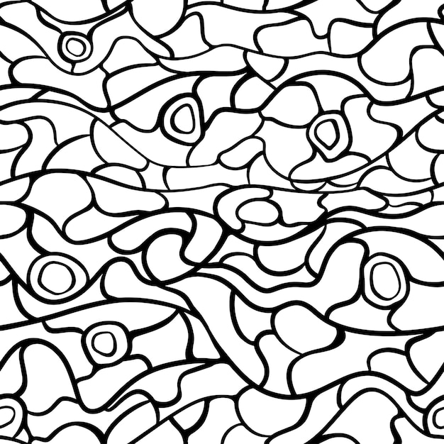 Patrón sin costuras neurográfico abstracto en blanco y negro Neuroart Patrón monocromo en minimalista