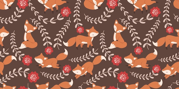 Patrón sin costuras para niños de Cute Little Fox