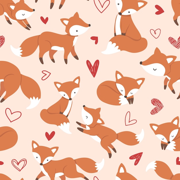 Patrón sin costuras para niños de Cute Little Fox