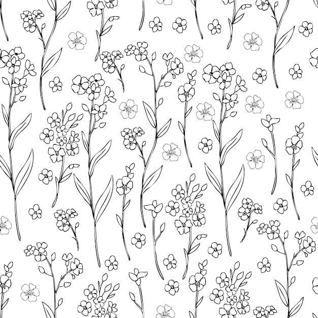 Patrón sin costuras No olvides las flores Ilustración vectorial aislada en fondo blanco tinta de colores
