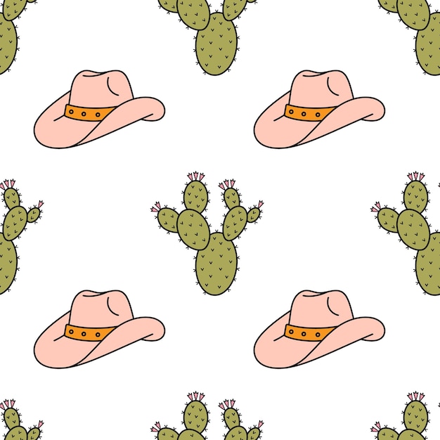 Patrón sin costuras occidental Cowboy western y tema del oeste salvaje papel de embalaje Ilustración vectorial dibujada a mano