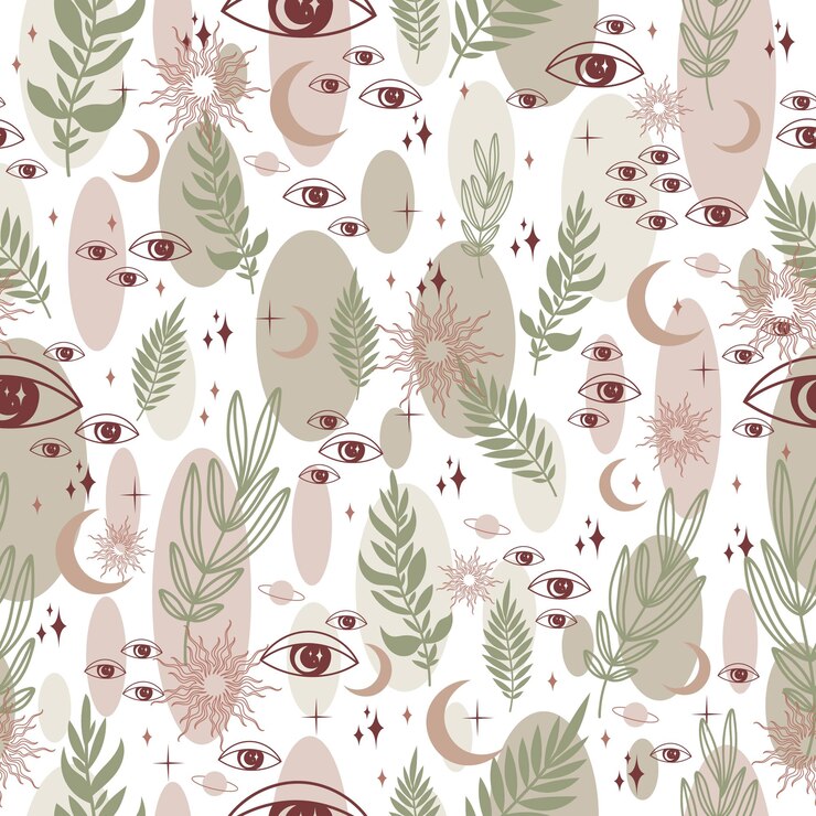 Vector patrón sin costuras con ojos patrón místico ojos patrón abstracto patrón en estilo boho