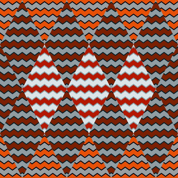 Patrón sin costuras de onda en zig zag Líneas dibujadas a mano ornamento de mosaico Fondo de pantalla de impresión de rayas retro