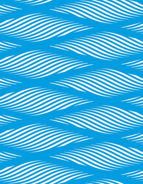 Patrón sin costuras de ondas de agua, líneas curvas vectoriales resumen fondo de mosaico repetido, ondas rítmicas de color azul.