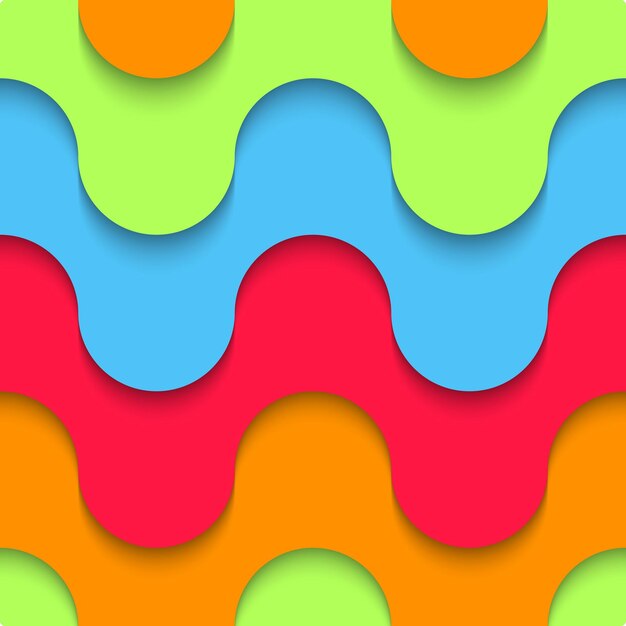 Patrón sin costuras ondulado de múltiples capas de plástico material artificial diseño de fondo la forma geométrica de las curvas superposición capas de papel de color