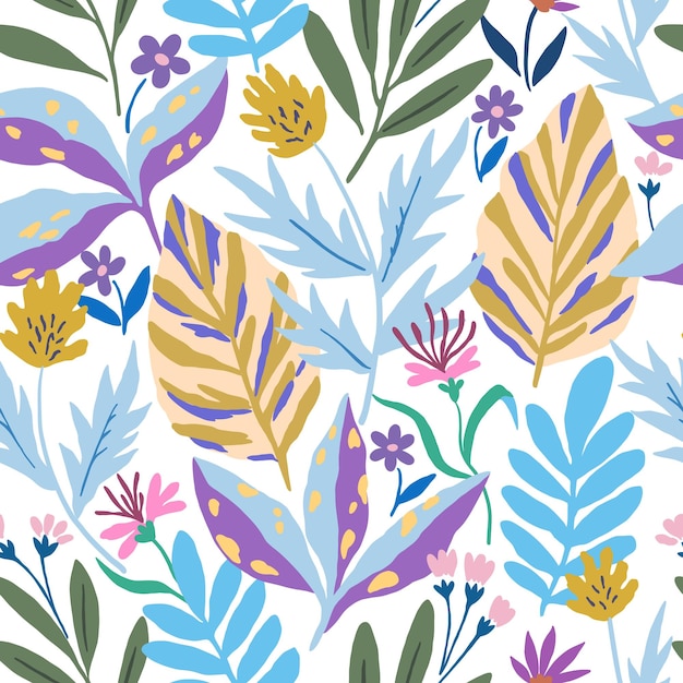 Patrón sin costuras ornamental abstracto azul y blanco Ilustración vectorizada dibujada a mano