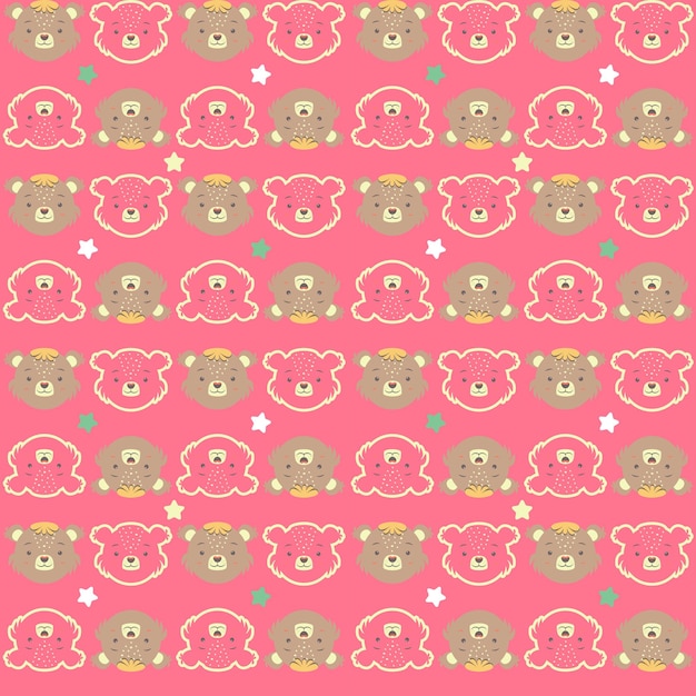 Patrón sin costuras con oso bebé_Fondo rojo_Perfecto para el diseño de papel de embalaje y impresiones de bebé