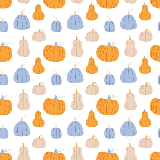 patrón sin costuras de otoño con calabazas lindas