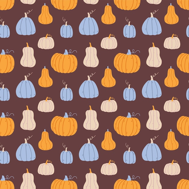 patrón sin costuras de otoño con calabazas lindas