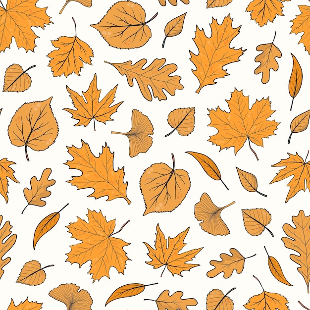 patrón sin costuras de otoño con hojas amarillas que caen para papel tapiz scrapbooking textil estacionario