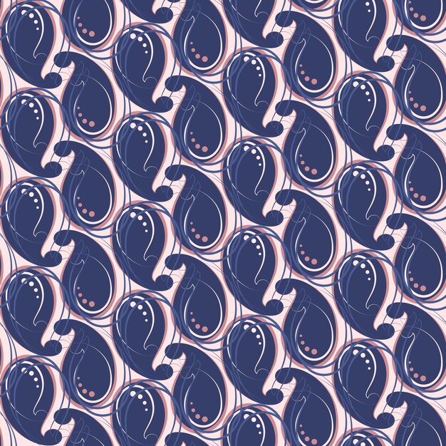 Patrón sin costuras de Paisley Ornamento azul oscuro sobre un fondo rosado