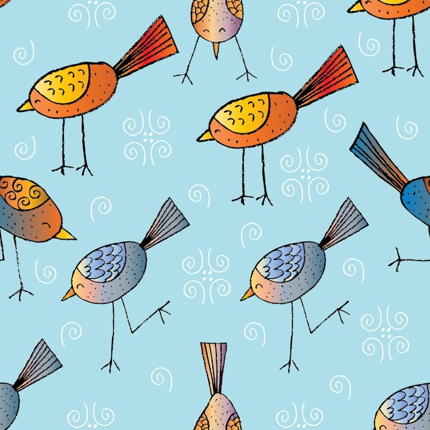 Patrón sin costuras con pájaros lindos