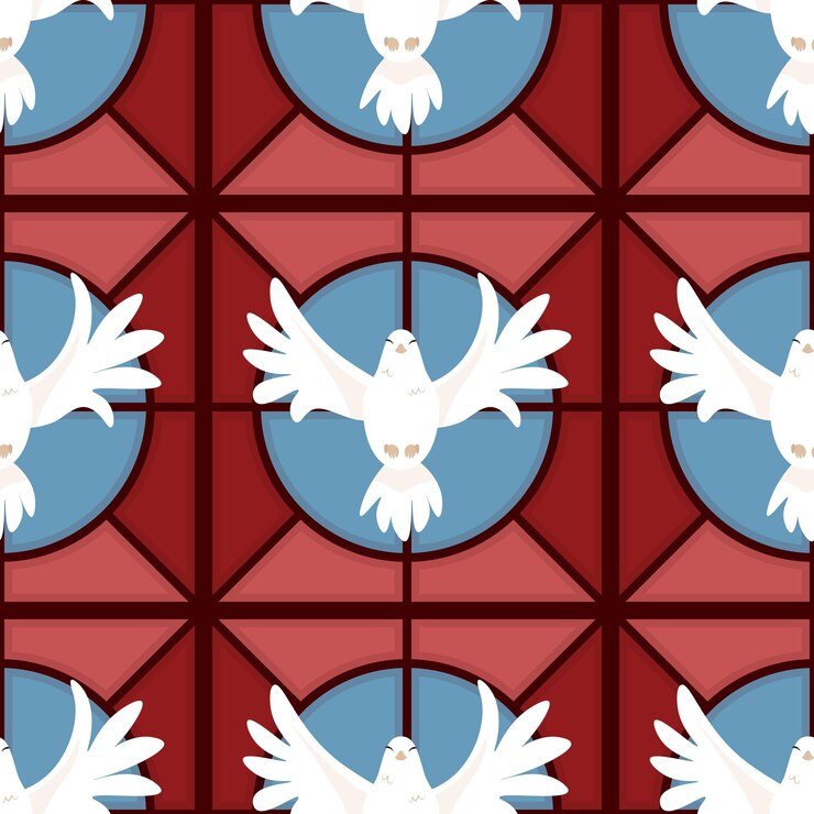 Vector patrón sin costuras de paloma - estilo de vidrio teñido