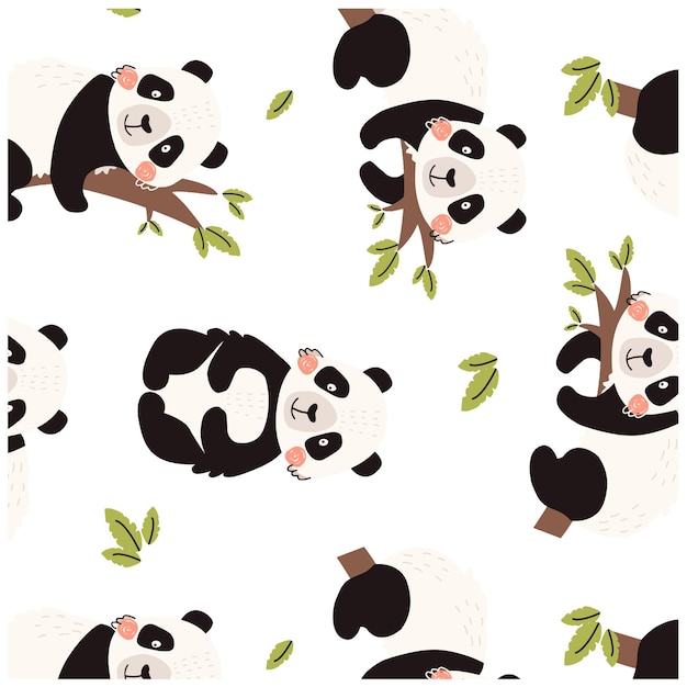 patrón sin costuras con panda
