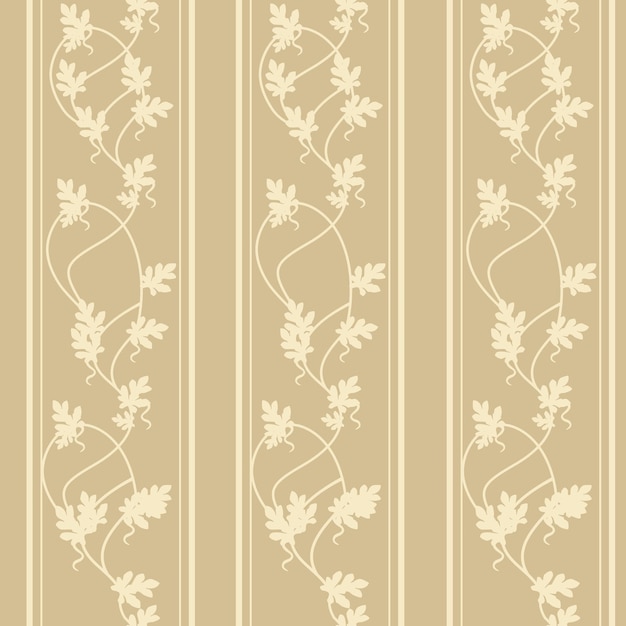 Patrón sin costuras de papel tapiz beige con siluetas de hojas planas ilustración vectorial diseño vertical
