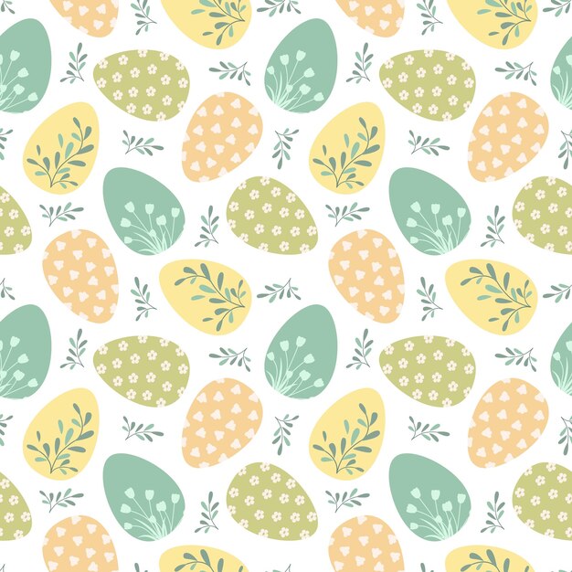 Patrón sin costuras de Pascua en diseño simple Huevos de Pascua ilustración linda en estilo plano