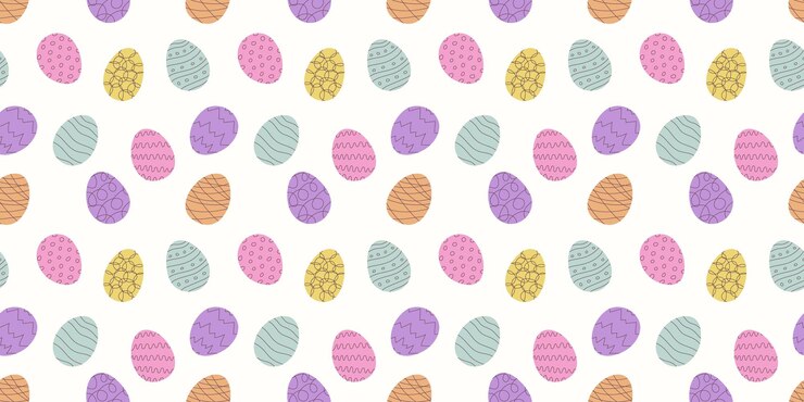 Patrón sin costuras de Pascua con huevos de vacaciones dibujados a mano dibujo diseño minimalista para el saludo de papel tapiz