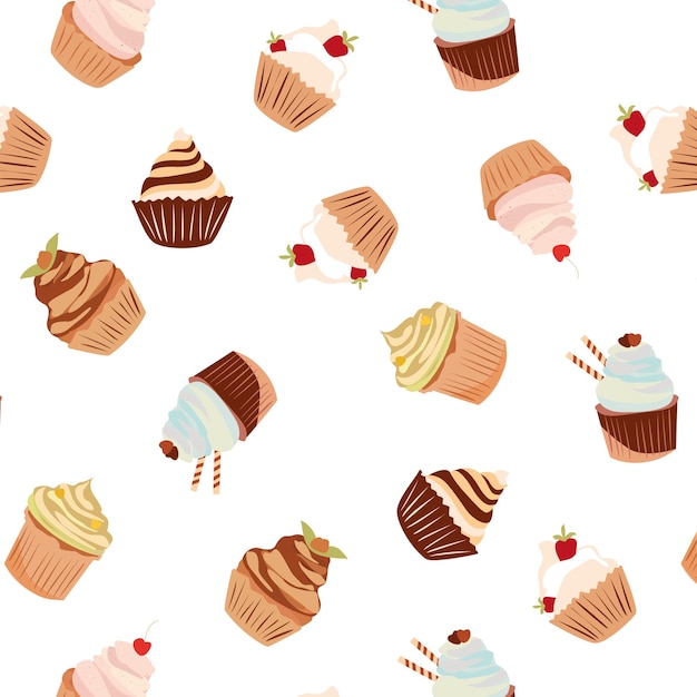 Patrón sin costuras con pasteles Ilustración vectorial