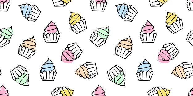 Patrón sin costuras con pasteles lindo pastel hermoso fondo para textiles y envolturas de regalos Fondo para papel mole Patrón con pasteles apetitosos