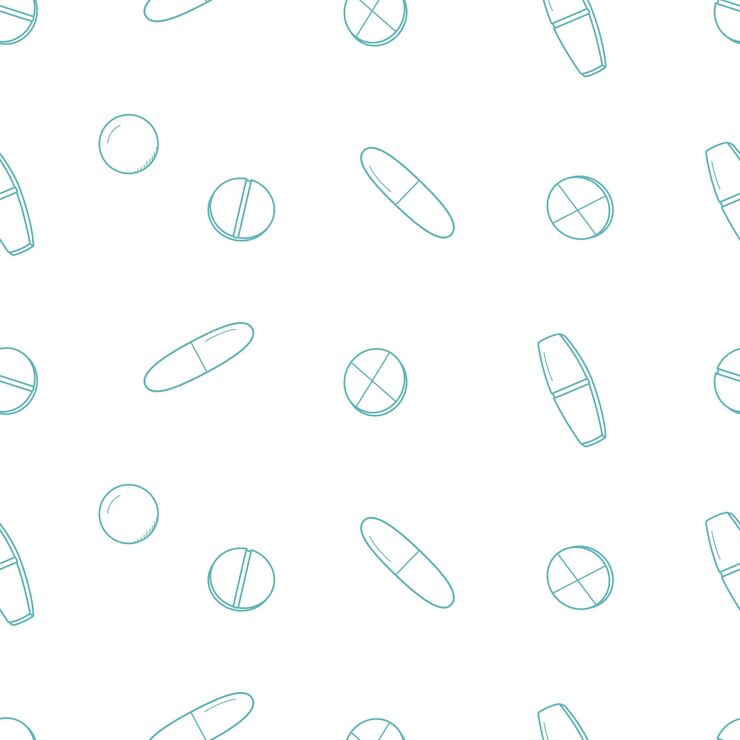 Patrón sin costuras con pastillas y cápsulas Ilustración vectorial Textura de fondo de la medicina