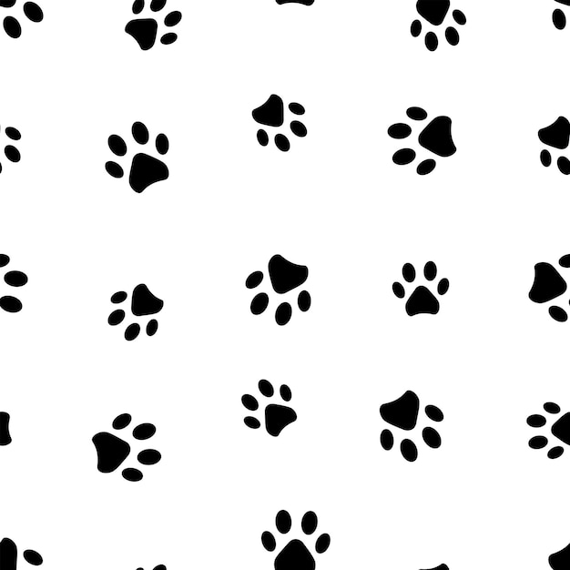 Vector patrón sin costuras de patas de animales ilustración vectorial sobre un fondo blanco