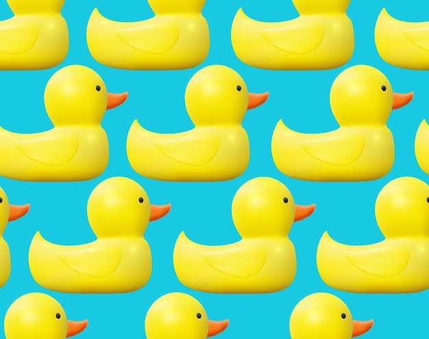 Patrón sin costuras patos amarillos juguetes de patos de goma amarillos realistas patrón en patrón sin costuras diseño de pancarta conceptual brillante vectorial patos de caucho amarillos lindos fondo sin costuras