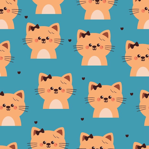 patrón sin costuras patrón animal de gato de dibujos animados lindo para fondo de papel tapiz y papel de envoltura de regalo