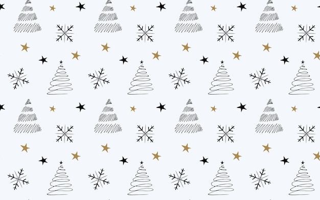 patrón sin costuras patrón de año nuevo árboles de Navidad copos de nieve estilo de fondo envoltura de regalos