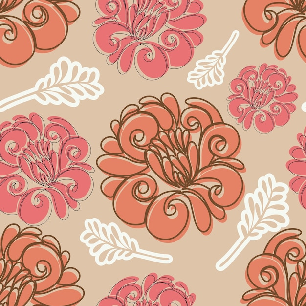 Patrón sin costuras con patrón floral japonés de crisantemo
