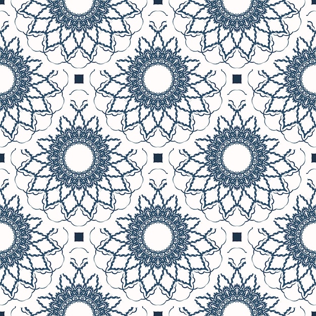 Patrón sin costuras con patrones retro Fondo con color blanco y azul Bueno para impresiones Ilustración de velo