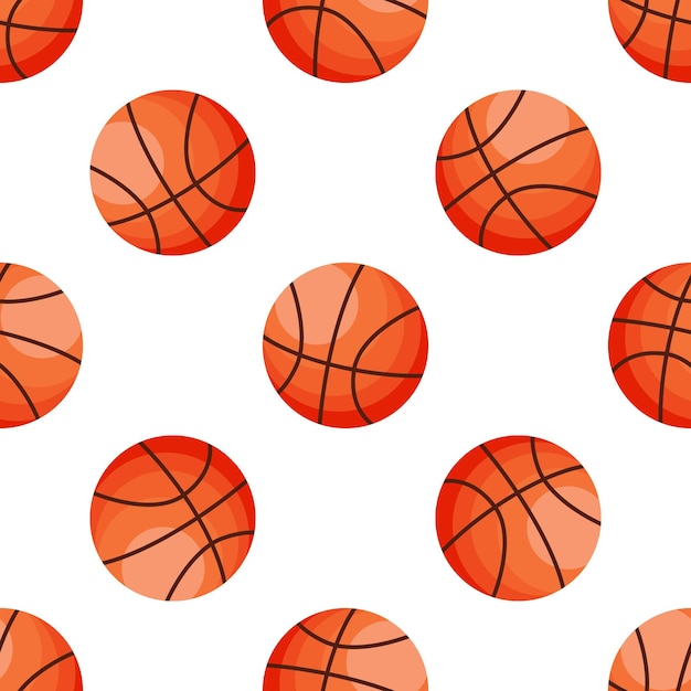 Patrón sin costuras de pelotas de baloncesto realistas que forman un diseño geométrico sobre un fondo blanco