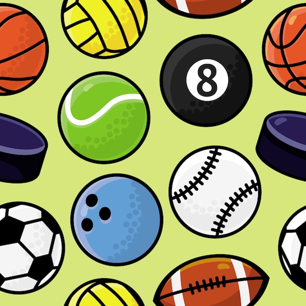 patrón sin costuras con pelotas de deporte