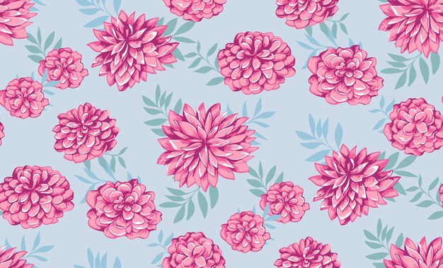 Patrón sin costuras con peonías femeninas abstractas suavemente flores con hojas boceto dibujado a mano vectorial