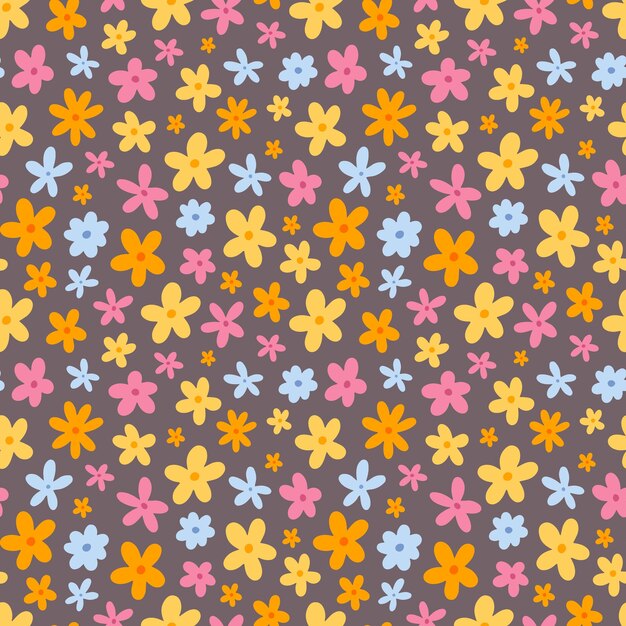 patrón sin costuras con pequeñas flores de colores para muñecas textiles