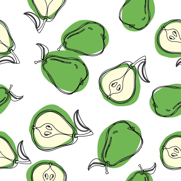 Patrón sin costuras de peras Patrón de frutas Mitad de pera y pera entera