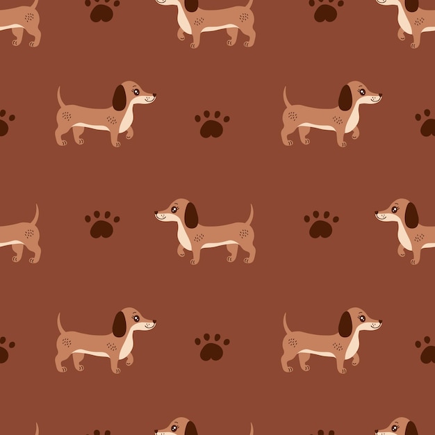 Patrón sin costuras de perro salchicha