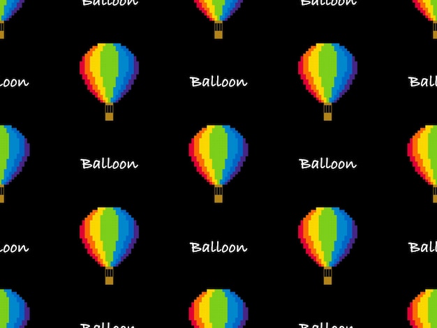 Patrón sin costuras de personaje de dibujos animados de globo sobre fondo negro Estilo de píxel