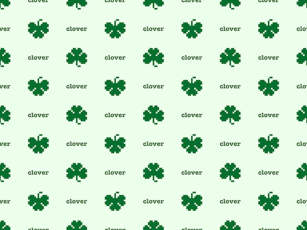Patrón sin costuras de personaje de dibujos animados de trébol sobre fondo verde Estilo de píxel