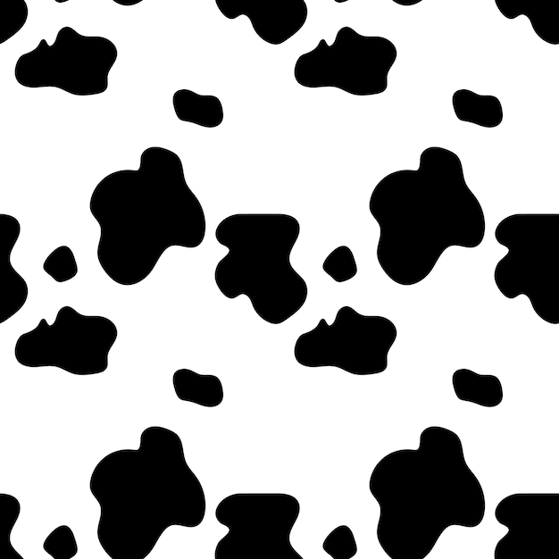 Vector patrón sin costuras de una piel de vaca manchada en blanco y negro